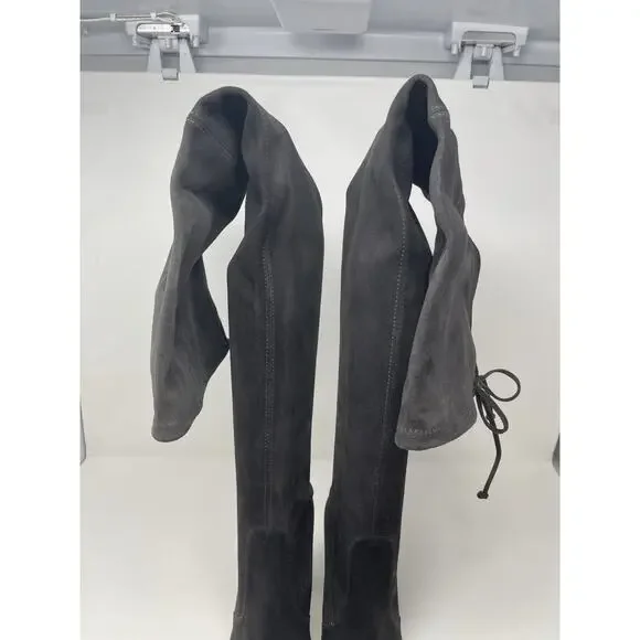 Stuart Weitzman Tipland Gray Suede Over the Knee-High Boots 9.5 - Picture 4 of 15